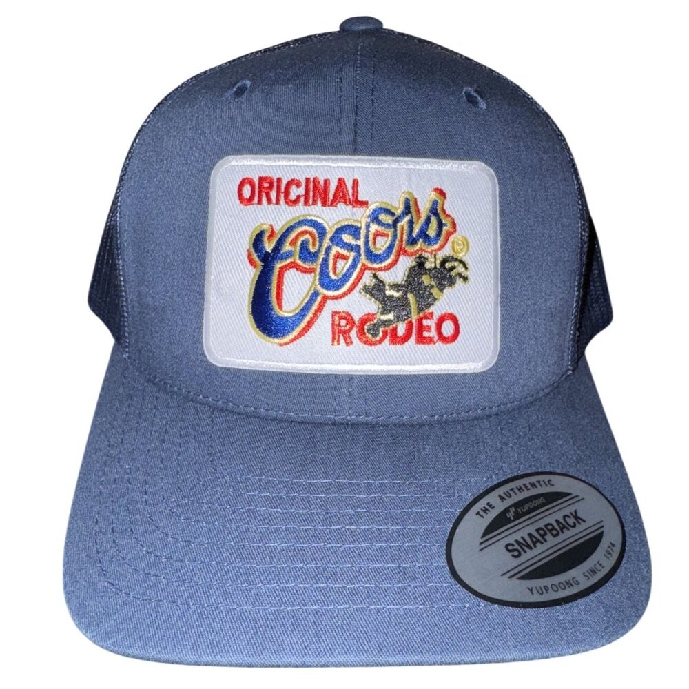Original Coors Rodeo Mesh Snapback Hat Blue Adjustable Yupoong Classic